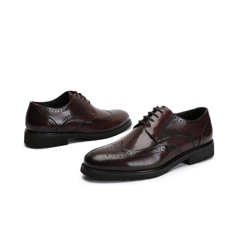 Mænds Formelle Sko Wingtip Luksus Eksotisk Spidstå Oxford Brogues - Kaffe