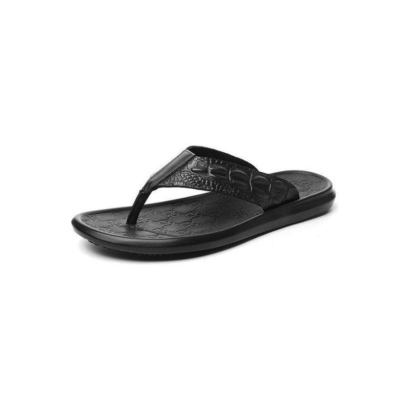 Mænds Fritidssko Ægte Læder Krokodille Tekstur Flip Flop Sandaler