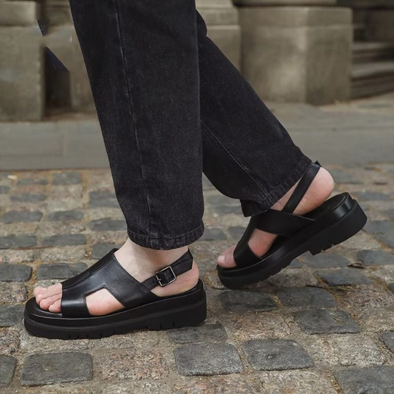 Mænds Fritidssko Chic Platform Sandaler - Sort