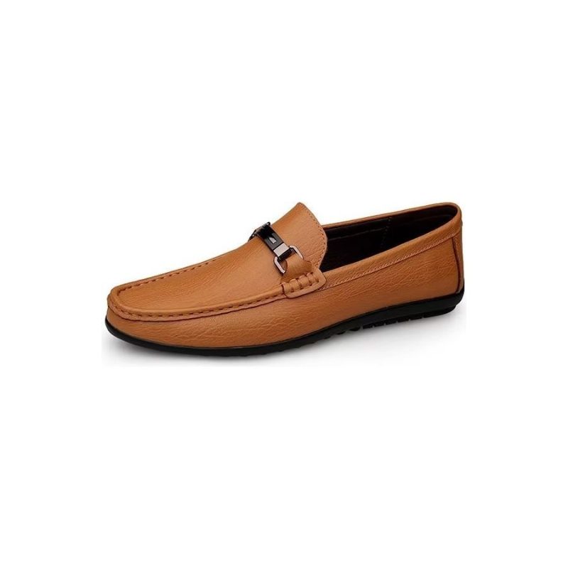 Mænds Fritidssko Chic Pu Slip-on Mokkasiner Med Metallisk Stil - Brun