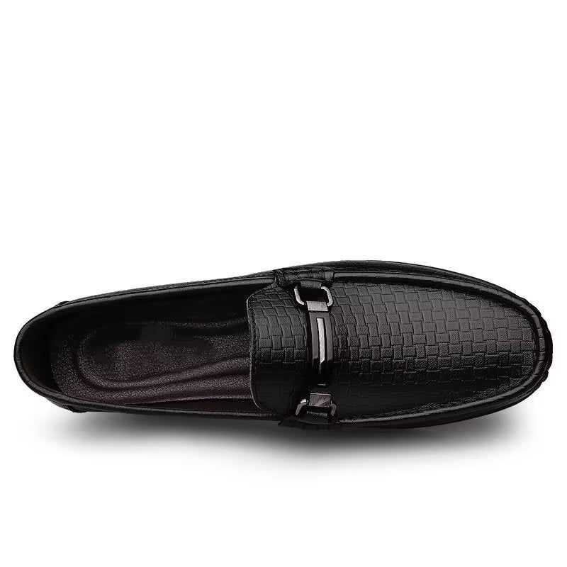 Mænds Fritidssko Chic Pu Slip-on Mokkasiner Med Metallisk Stil - Sort