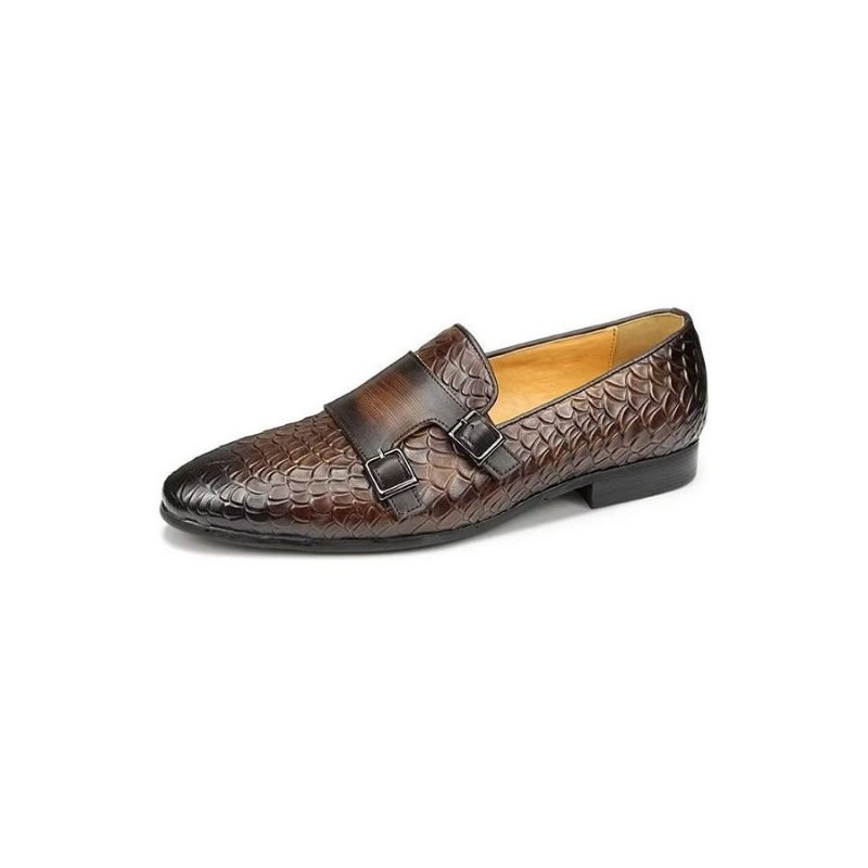 Mænds Fritidssko Croc-mønster Elegante Slip On Loafers - Kaffe