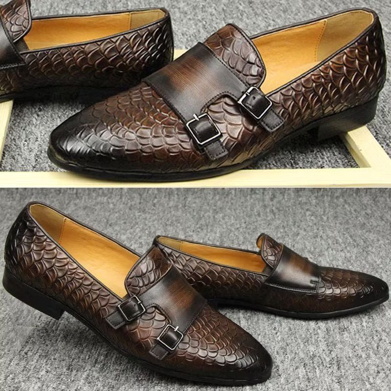 Mænds Fritidssko Croc-mønster Elegante Slip On Loafers - Kaffe