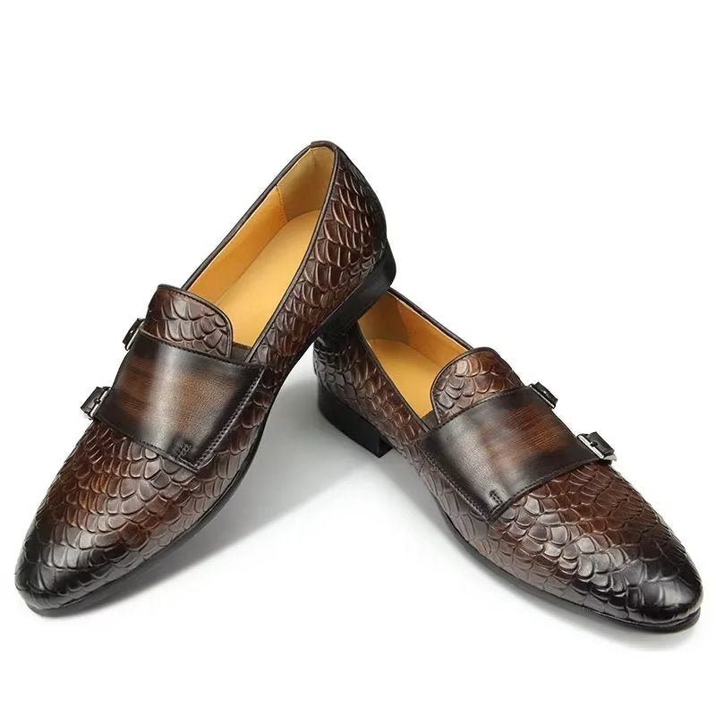 Mænds Fritidssko Croc-mønster Elegante Slip On Loafers - Kaffe