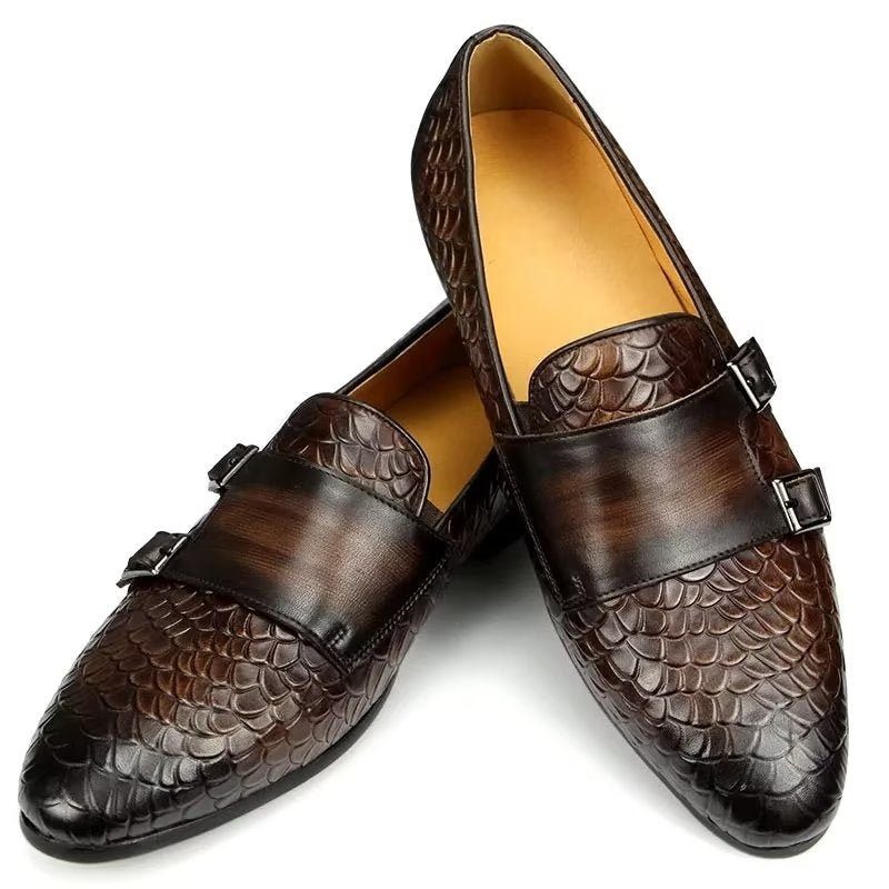 Mænds Fritidssko Croc-mønster Elegante Slip On Loafers - Kaffe