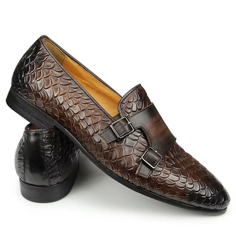 Mænds Fritidssko Croc-mønster Elegante Slip On Loafers - Kaffe