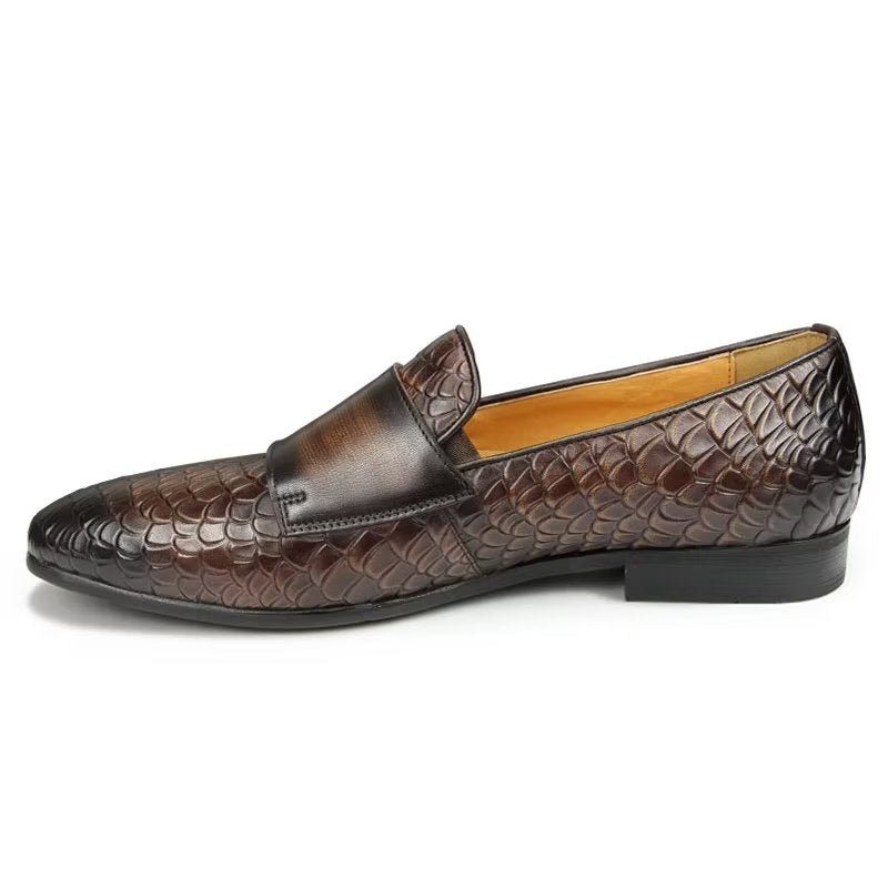 Mænds Fritidssko Croc-mønster Elegante Slip On Loafers - Kaffe