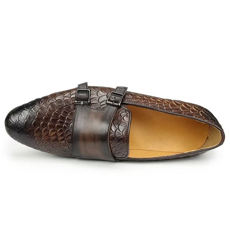 Mænds Fritidssko Croc-mønster Elegante Slip On Loafers - Kaffe