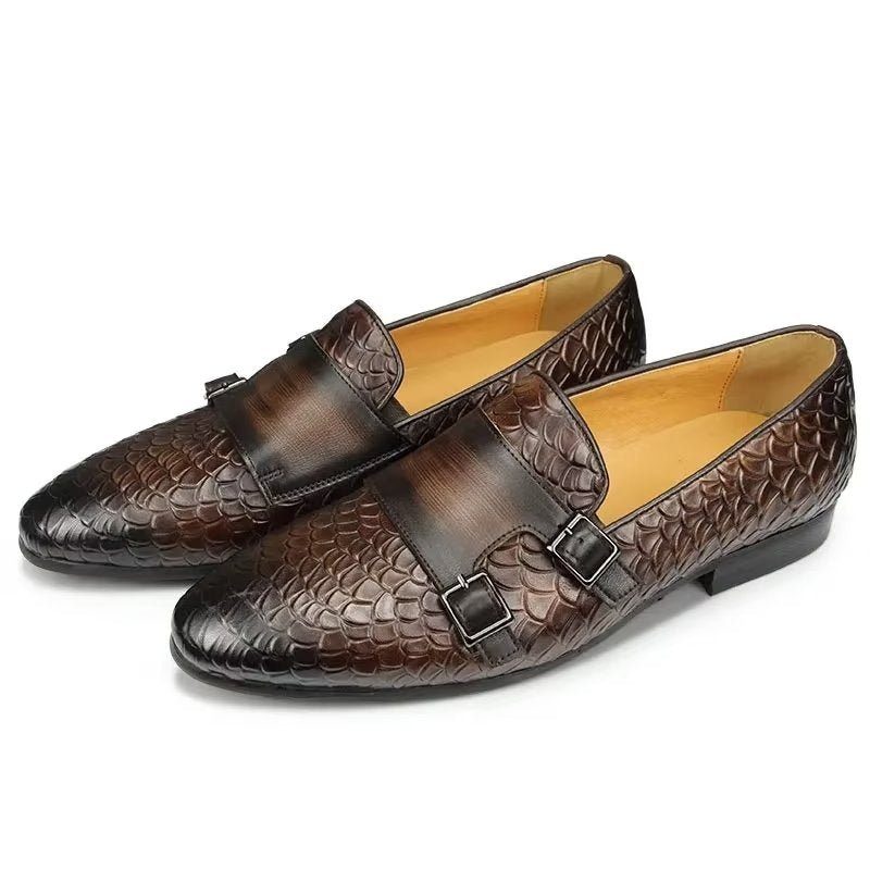 Mænds Fritidssko Croc-mønster Elegante Slip On Loafers - Kaffe