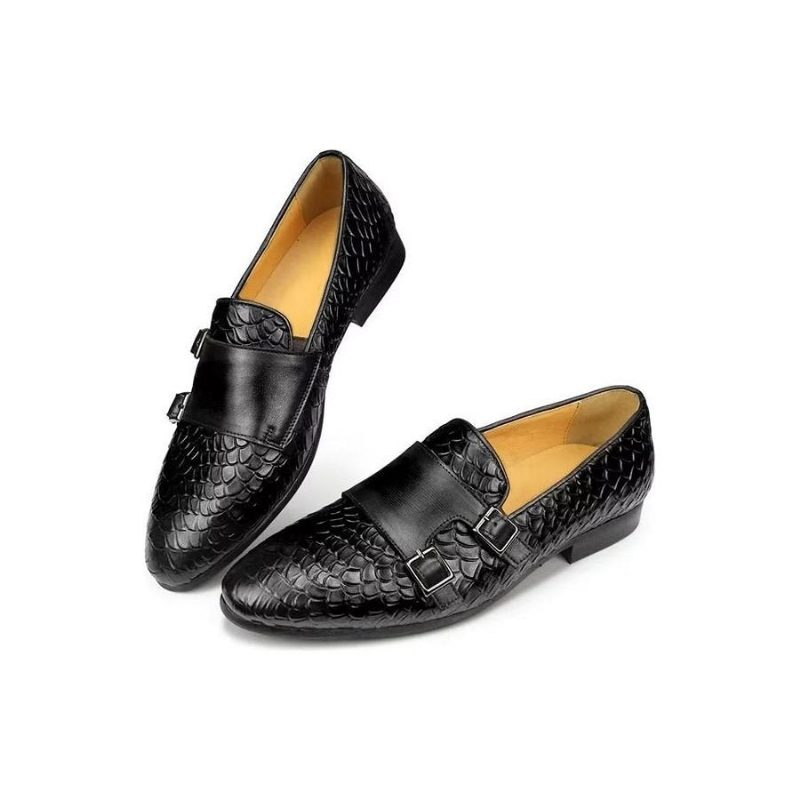 Mænds Fritidssko Croc-mønster Elegante Slip On Loafers - Sort