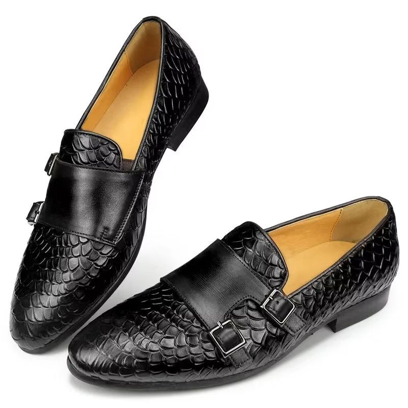 Mænds Fritidssko Croc-mønster Elegante Slip On Loafers - Sort