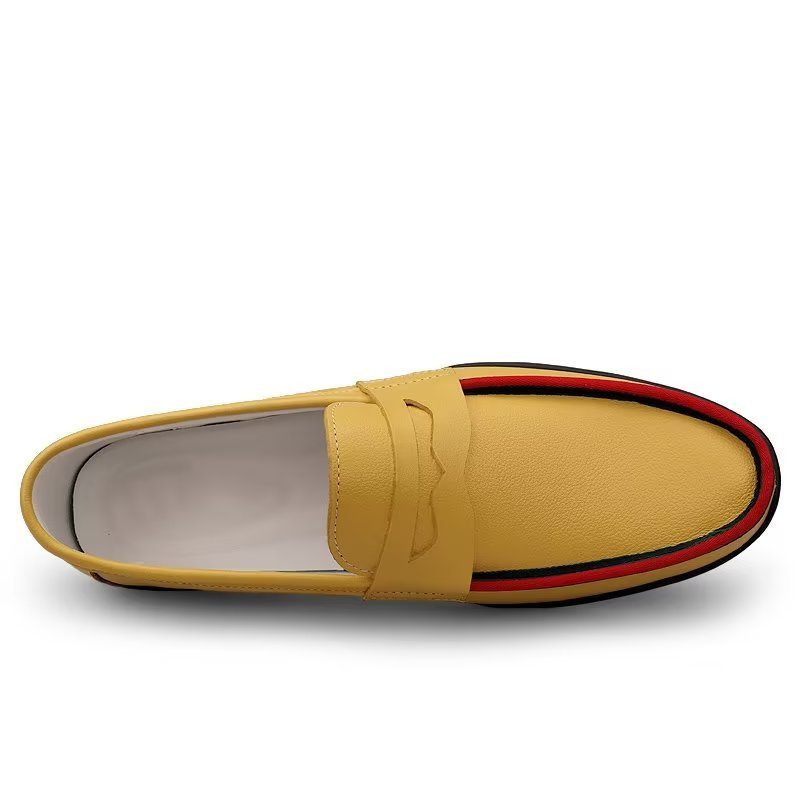 Mænds Fritidssko Elegante Pu Slip-on Loafers Med Metalmode - Gul