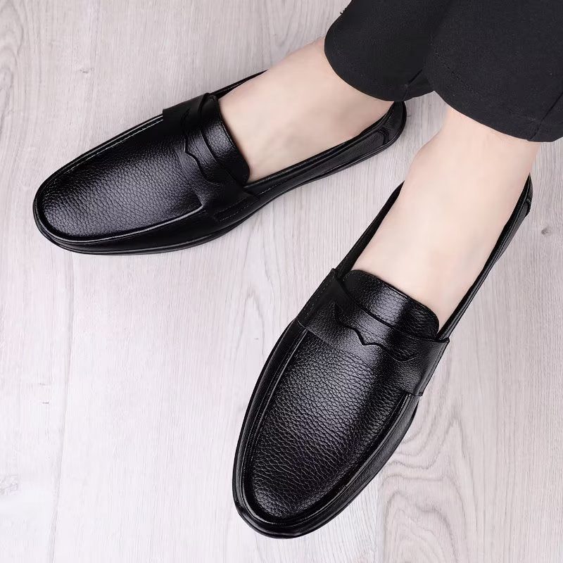 Mænds Fritidssko Elegante Pu Slip-on Loafers Med Metalmode - Sort