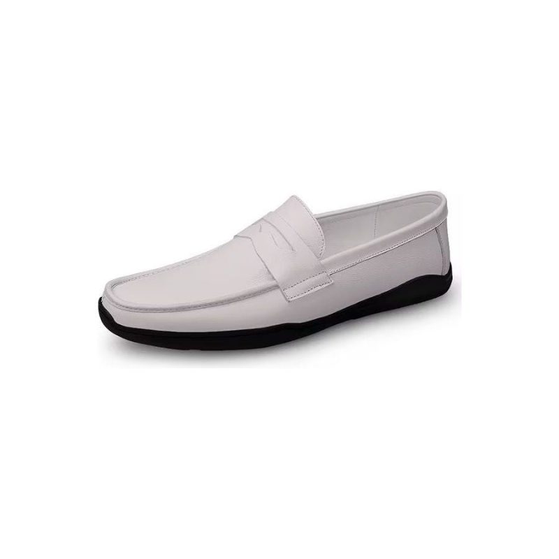 Mænds Fritidssko Elegante Pu Slip-on Loafers Med Metalmode - Hvidt Hul