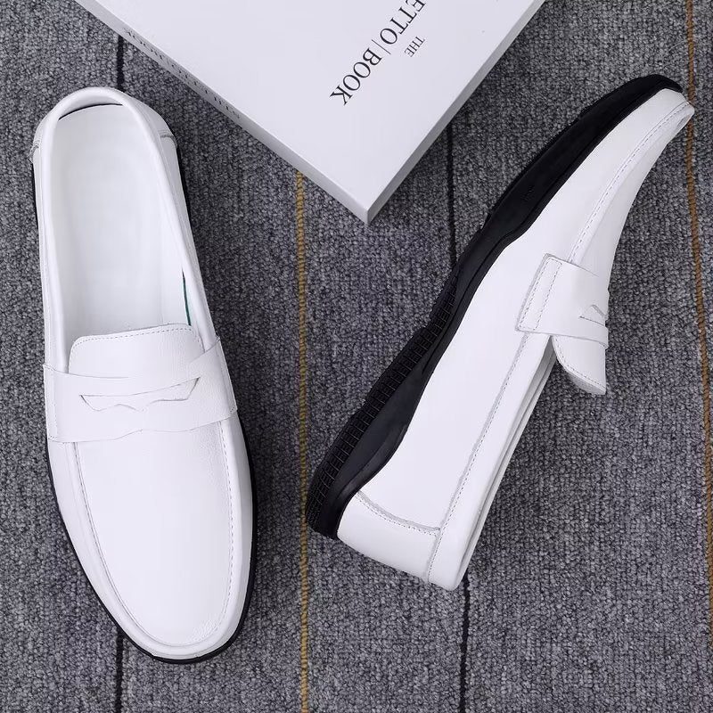 Mænds Fritidssko Elegante Pu Slip-on Loafers Med Metalmode - Hvidt Hul