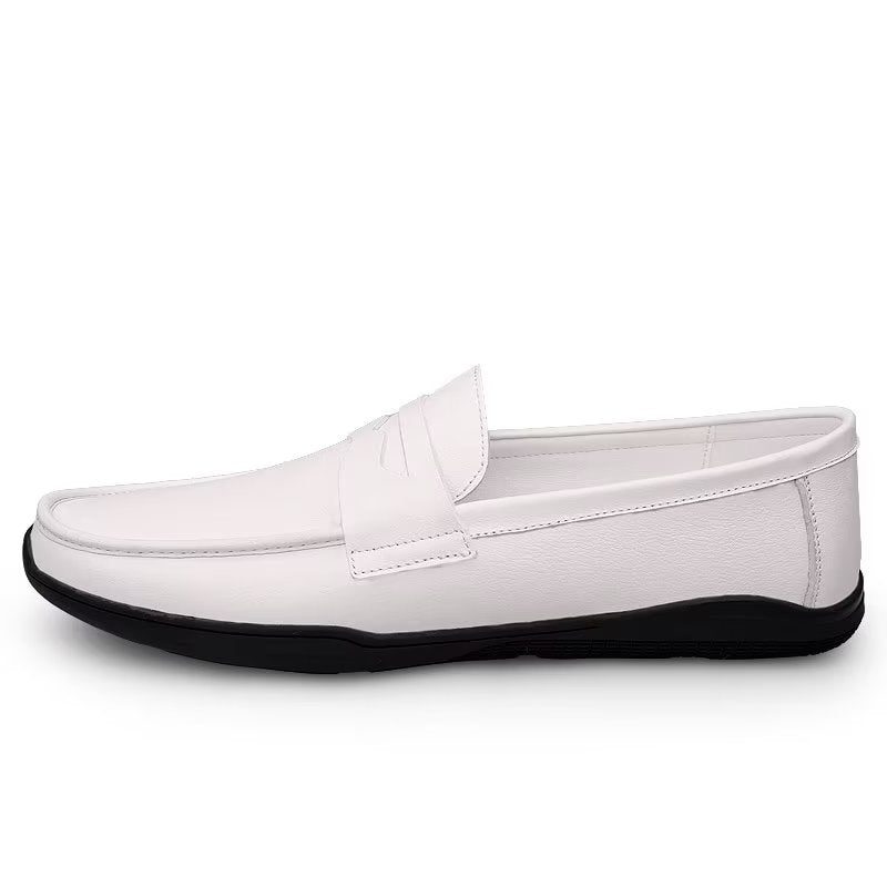 Mænds Fritidssko Elegante Pu Slip-on Loafers Med Metalmode - Hvidt Hul