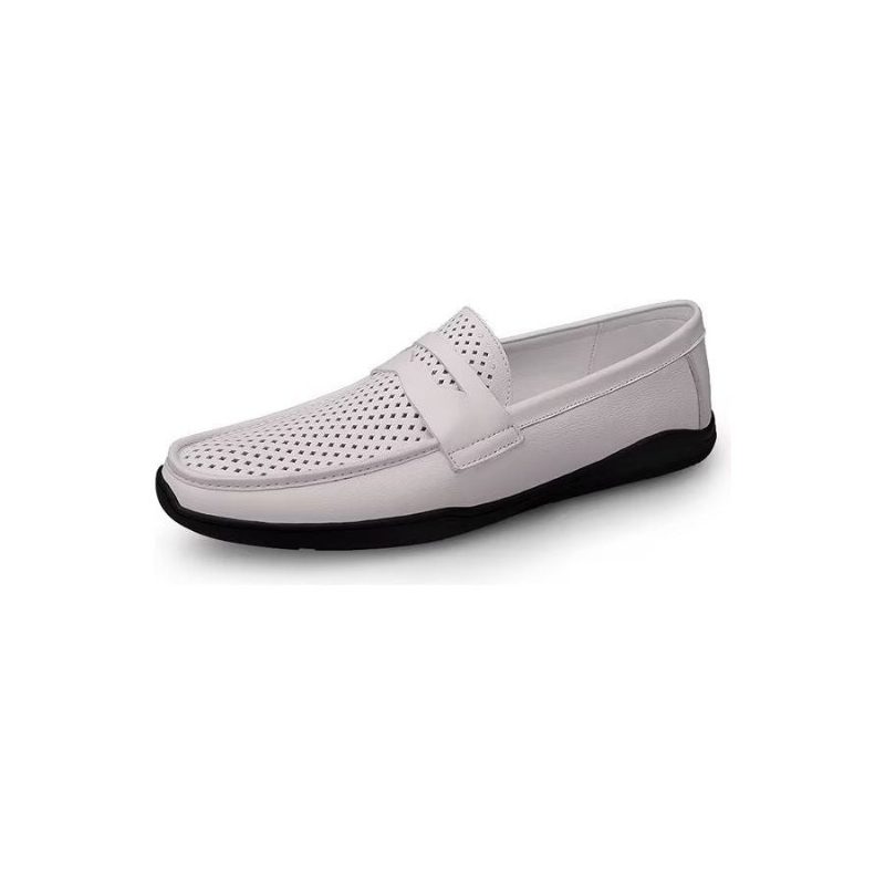 Mænds Fritidssko Elegante Pu Slip-on Loafers Med Metalmode - Hvidt Hul