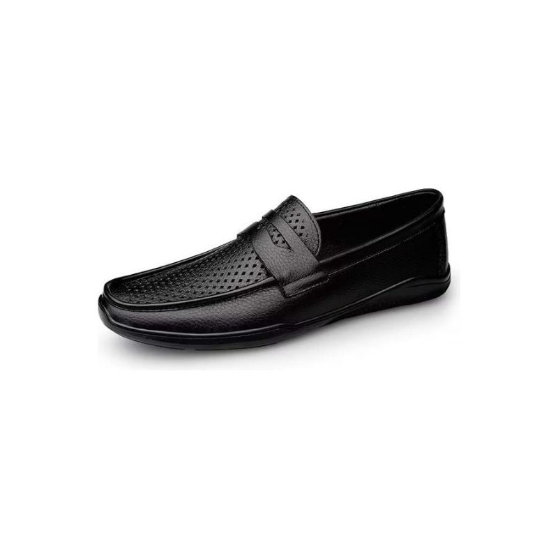 Mænds Fritidssko Elegante Pu Slip-on Loafers Med Metalmode - Sort Hul