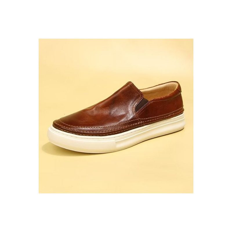 Mænds Fritidssko Elegante Slip On High End Sneakers I Læder - Brun