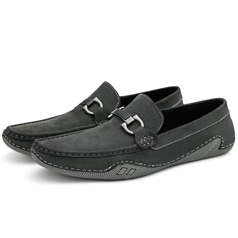 Mænds Fritidssko Elegante Slip-on Loafers Med Metalmode - Grå