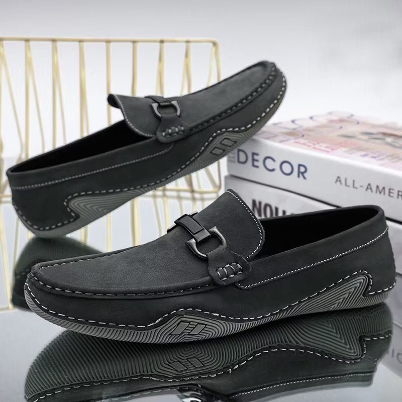 Mænds Fritidssko Elegante Slip-on Loafers Med Metalmode - Grå