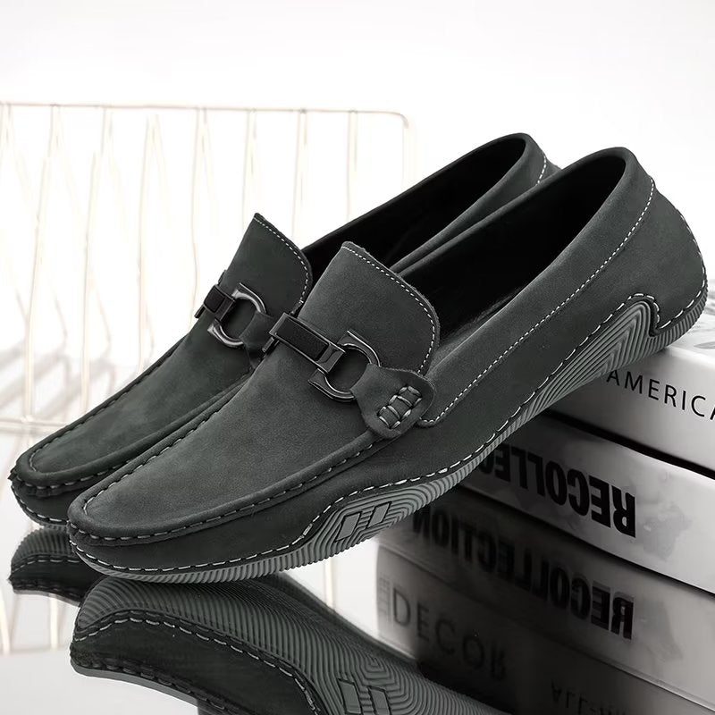 Mænds Fritidssko Elegante Slip-on Loafers Med Metalmode - Grå