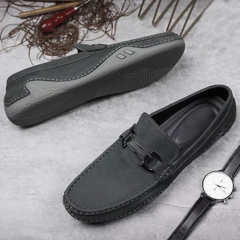 Mænds Fritidssko Elegante Slip-on Loafers Med Metalmode - Grå