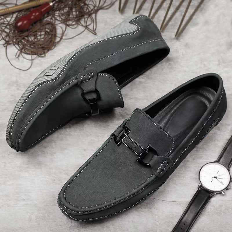 Mænds Fritidssko Elegante Slip-on Loafers Med Metalmode - Grå