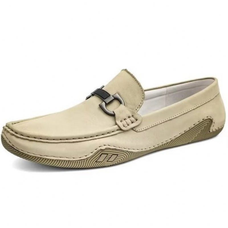 Mænds Fritidssko Elegante Slip-on Loafers Med Metalmode - Beige