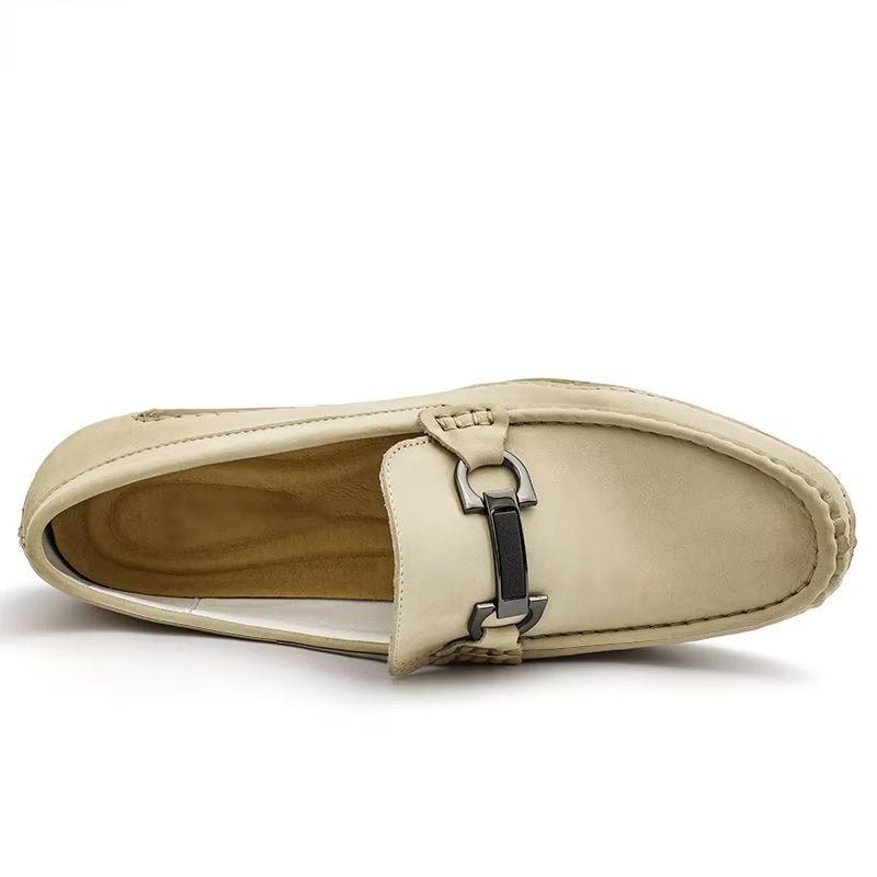 Mænds Fritidssko Elegante Slip-on Loafers Med Metalmode - Beige