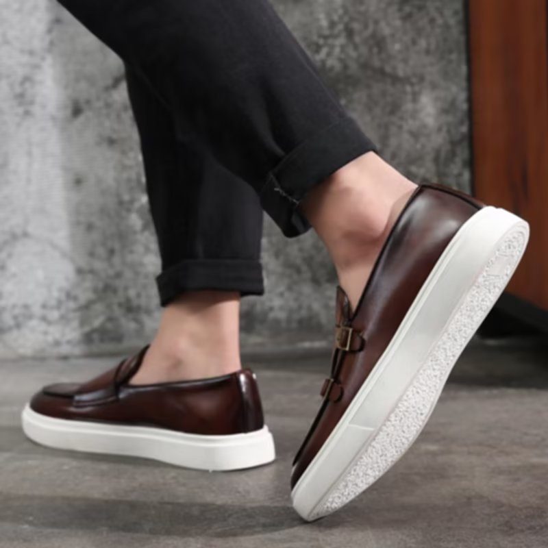 Mænds Fritidssko Elegante Slip On Platform Sneakers - Brun