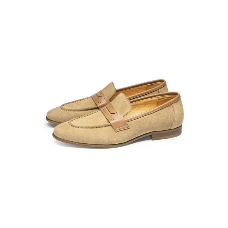 Mænds Fritidssko Klassiske Læder-slip-on Business Loafers - Beige