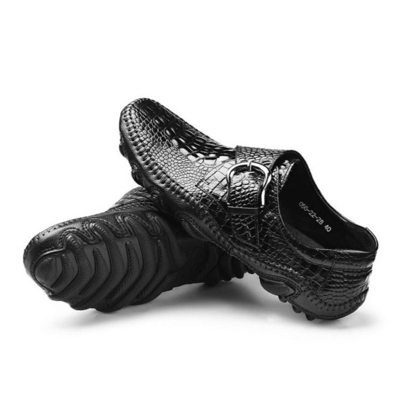 Mænds Fritidssko Luksus Alligator Texture Penny Loafers - Sort