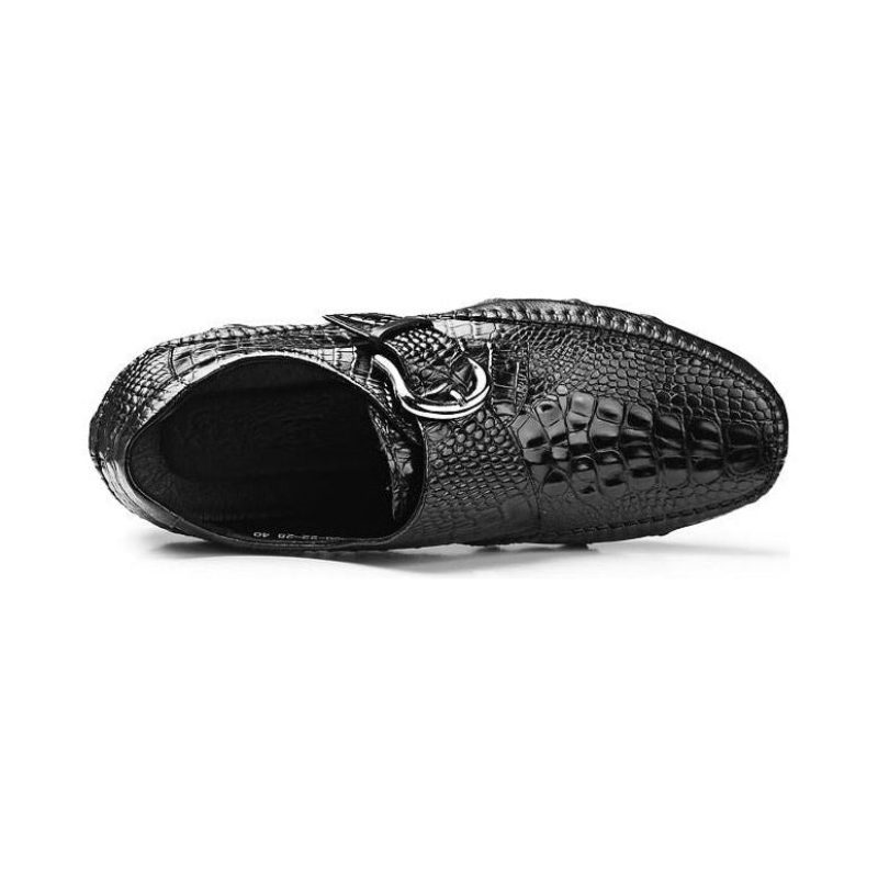 Mænds Fritidssko Luksus Alligator Texture Penny Loafers - Sort