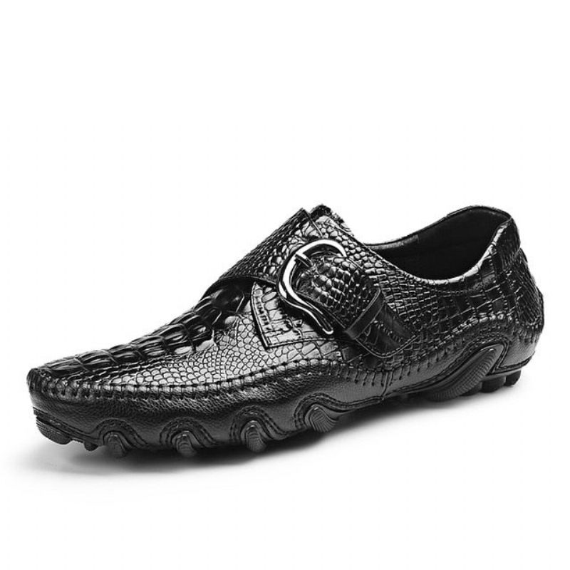 Mænds Fritidssko Luksus Alligator Texture Penny Loafers - Sort