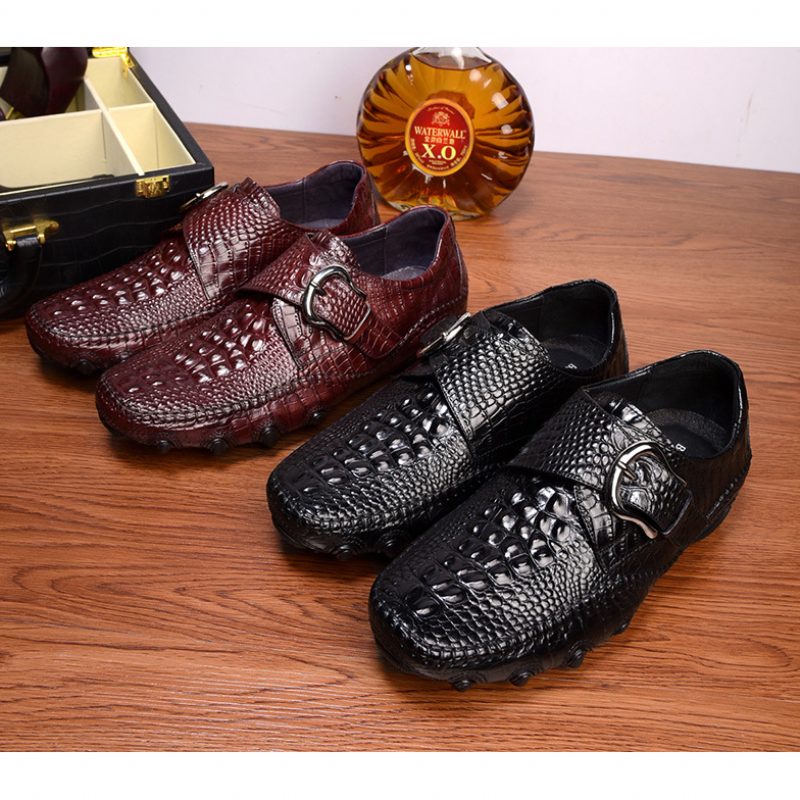 Mænds Fritidssko Luksus Alligator Texture Penny Loafers - Sort