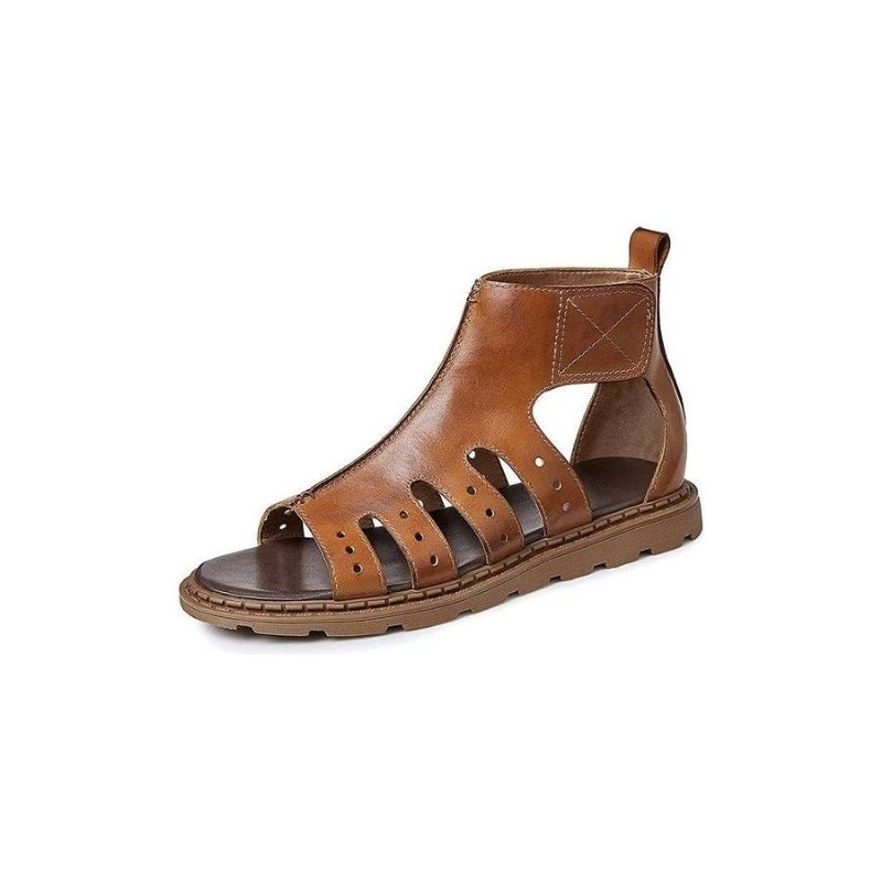 Mænds Fritidssko Luksus Peep Toe Strap-sandaler - Kaffe