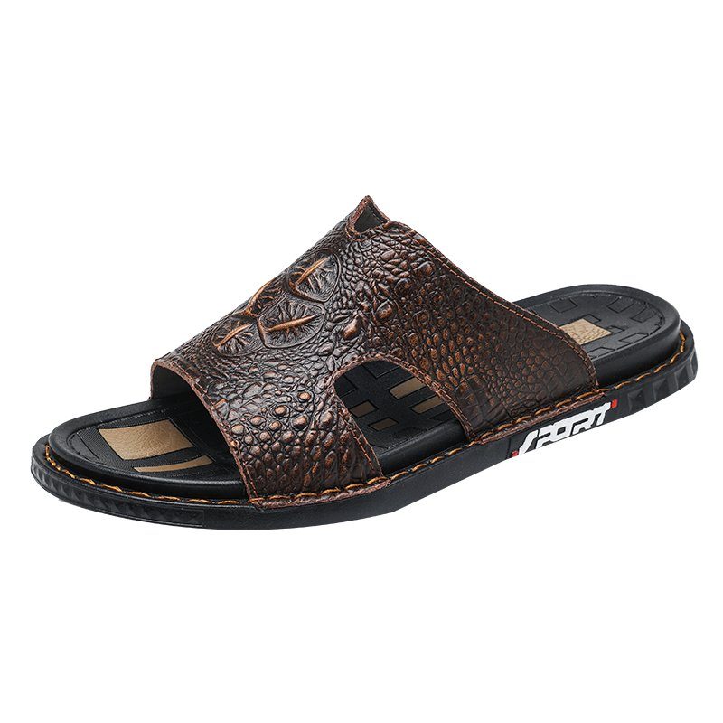 Mænds Fritidssko Luxecroco Sommer Chic Slip On Slides - Kaffe