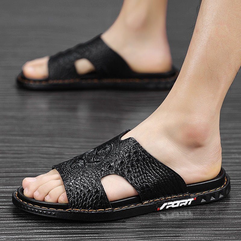 Mænds Fritidssko Luxecroco Sommer Chic Slip On Slides - Sort