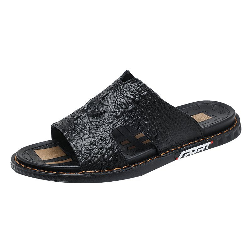 Mænds Fritidssko Luxecroco Sommer Chic Slip On Slides - Sort