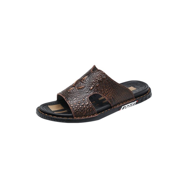 Mænds Fritidssko Luxecroco Sommer Chic Slip On Slides - Kaffe