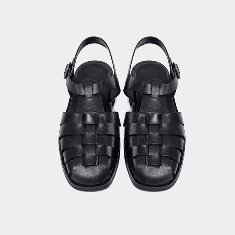 Mænds Fritidssko Roman Peep Toe Sandaler - Sort