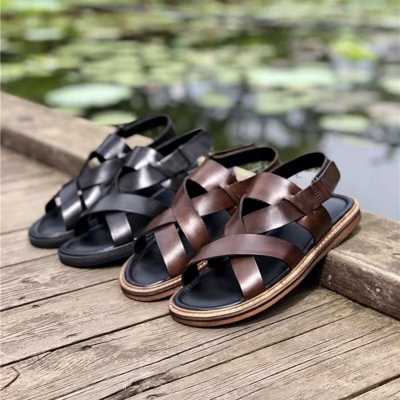 Mænds Fritidssko Roman Peep Toe Sandaler - Kaffe