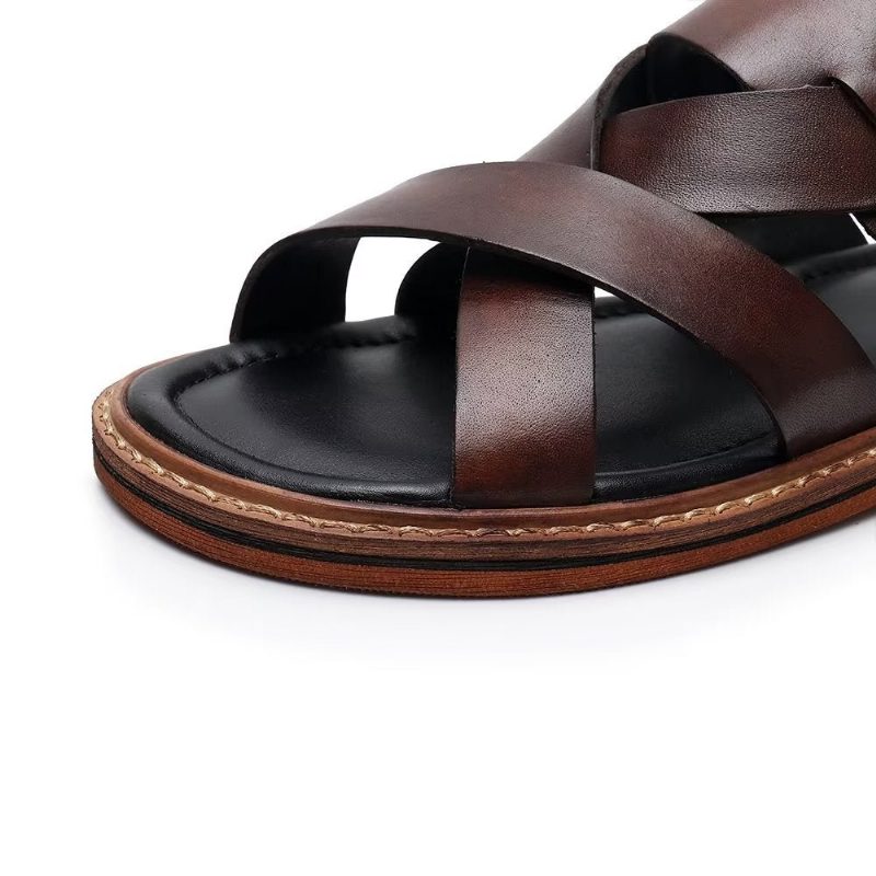 Mænds Fritidssko Roman Peep Toe Sandaler - Kaffe