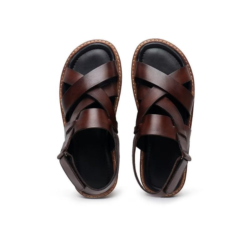 Mænds Fritidssko Roman Peep Toe Sandaler - Kaffe