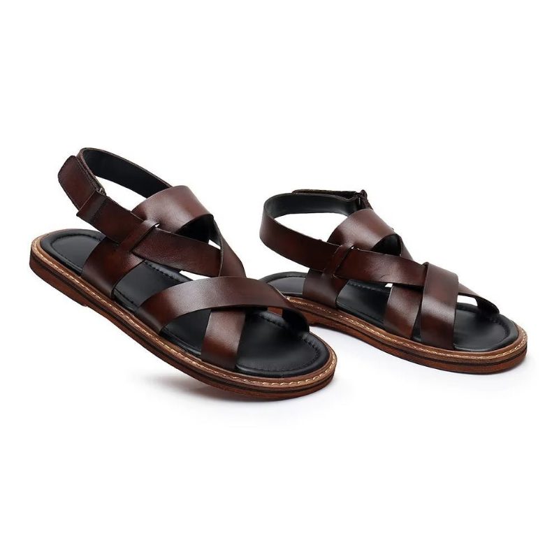 Mænds Fritidssko Roman Peep Toe Sandaler - Kaffe