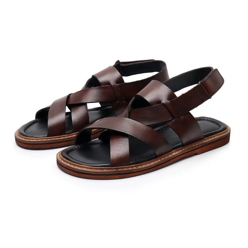 Mænds Fritidssko Roman Peep Toe Sandaler - Kaffe