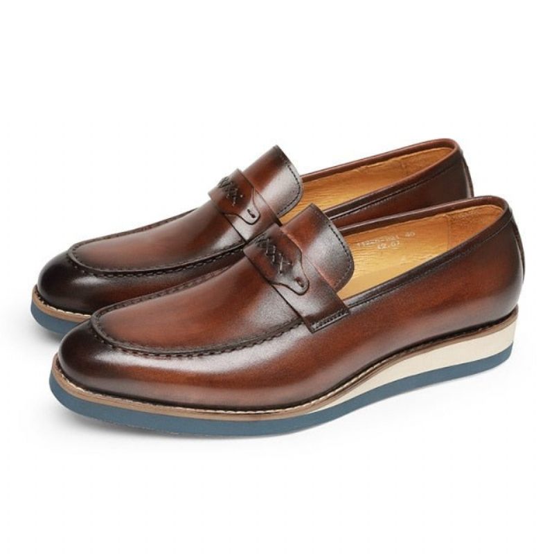 Mænds Loafers Distinguished Læder Eksotisk Business Bryllup Slip-on - Kaffe