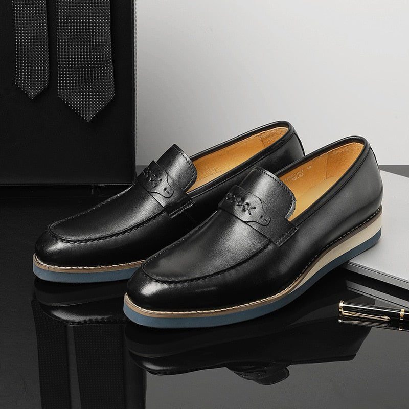 Mænds Loafers Distinguished Læder Eksotisk Business Bryllup Slip-on - Sort