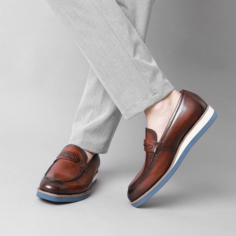 Mænds Loafers Distinguished Læder Eksotisk Business Bryllup Slip-on - Kaffe